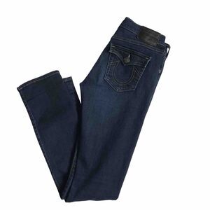 TRUE RELIGION Cora Jean Women 27 x 33 Tall Straight Slim Stretch Dark Blue Denim
